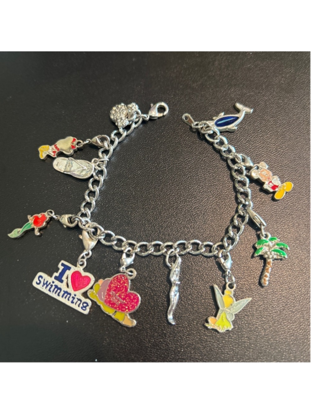 Women's Disney Silver Multicolor Charm Bracelet One Size